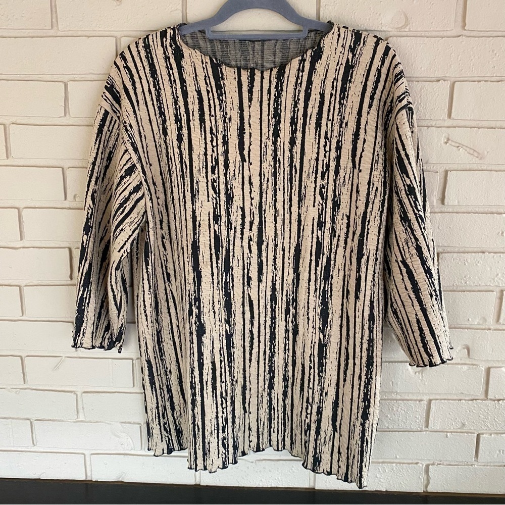 Haystacks Abstract Textured Knit Tunic Top Blouse Artsy Lagenlook Retro Large L